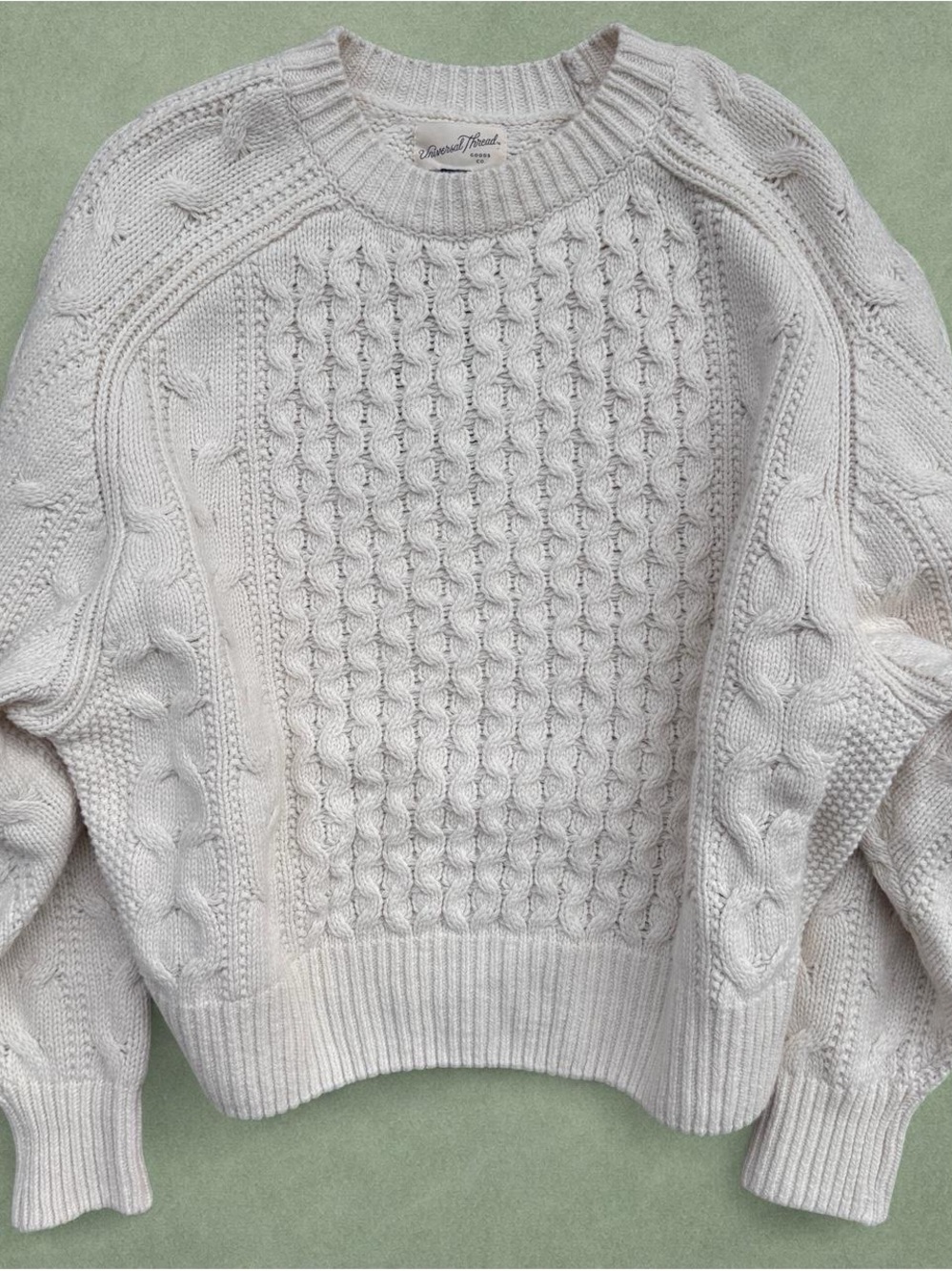 Universal Thread Cream Cable Knit Crewneck Sweater